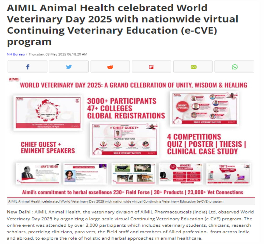 AIMIL Animal Health celebrated World Veterinary Day 2025 with nationwide virtual Continuing Veterinary Education (e-CVE) Program