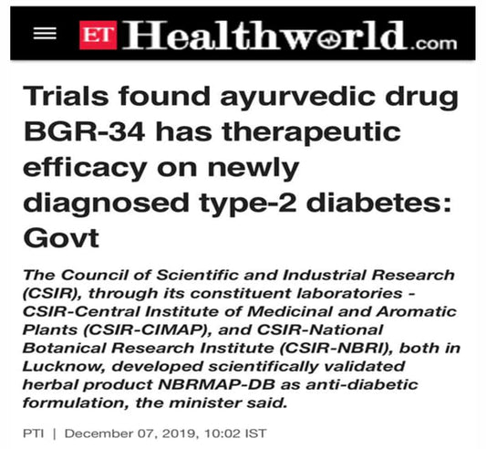 Trials found ayurvedic drug BGR-34 has therapeutic efficacy on newly diagnosed type 2 diabetes: Govt
