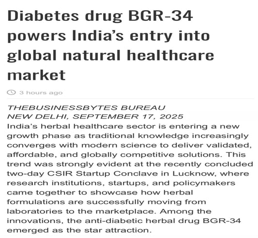 Diabetes drug BGR-34 powers India's entry into global natural healthcare market