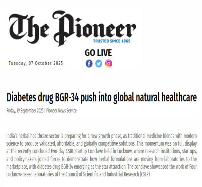 Diabetes drug BGR-34 pushes into global natural healthcare, 2025