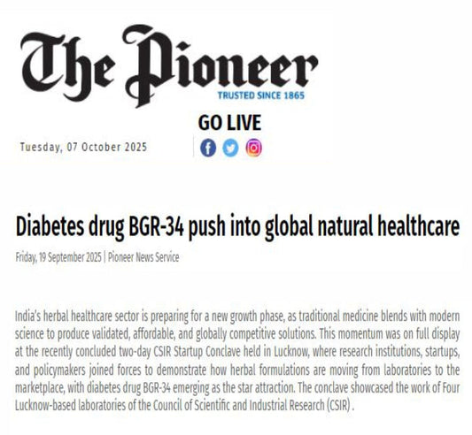 Diabetes drug BGR-34 pushes into global natural healthcare, 2025