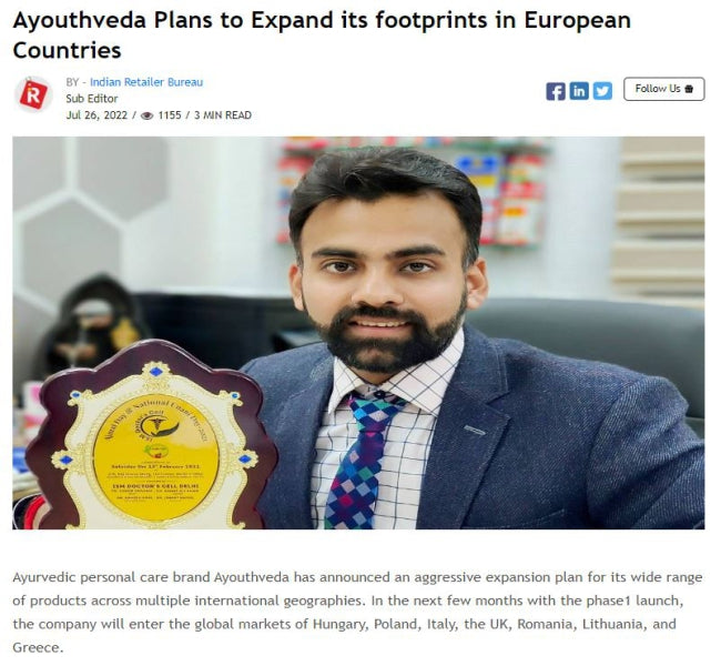 Ayouthveda Plans to Expand its footprints in European Countries, 2022