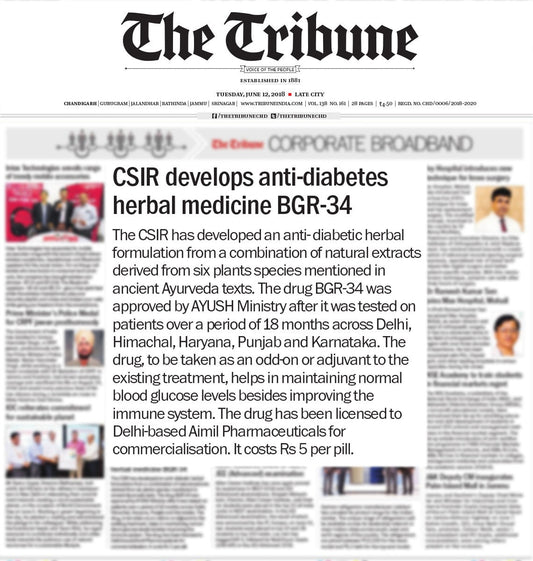 CSIR develops anti-diabetes herbal medicine BGR-34- The Tribune
