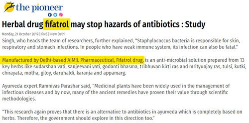 Herbal drug fifatrol may stop hazards of antibiotics : Study