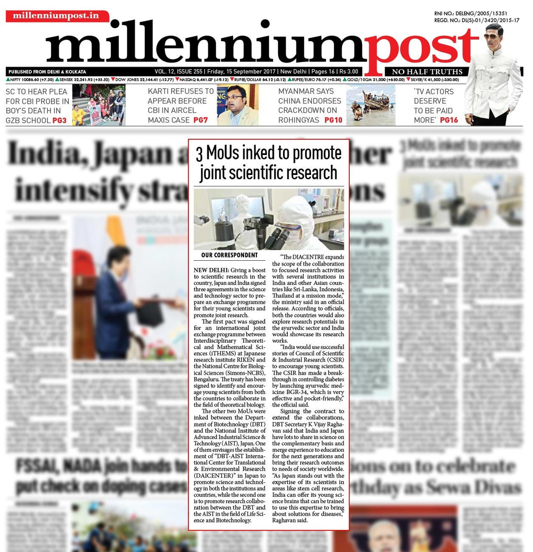 BGR-34 article in Millennium Post newspaper